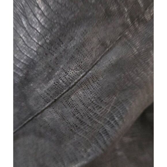 Hamnett Black Faux Leather Cropped Jacket W Zipper Details Textured Pattern VTG - Picture 6 of 15